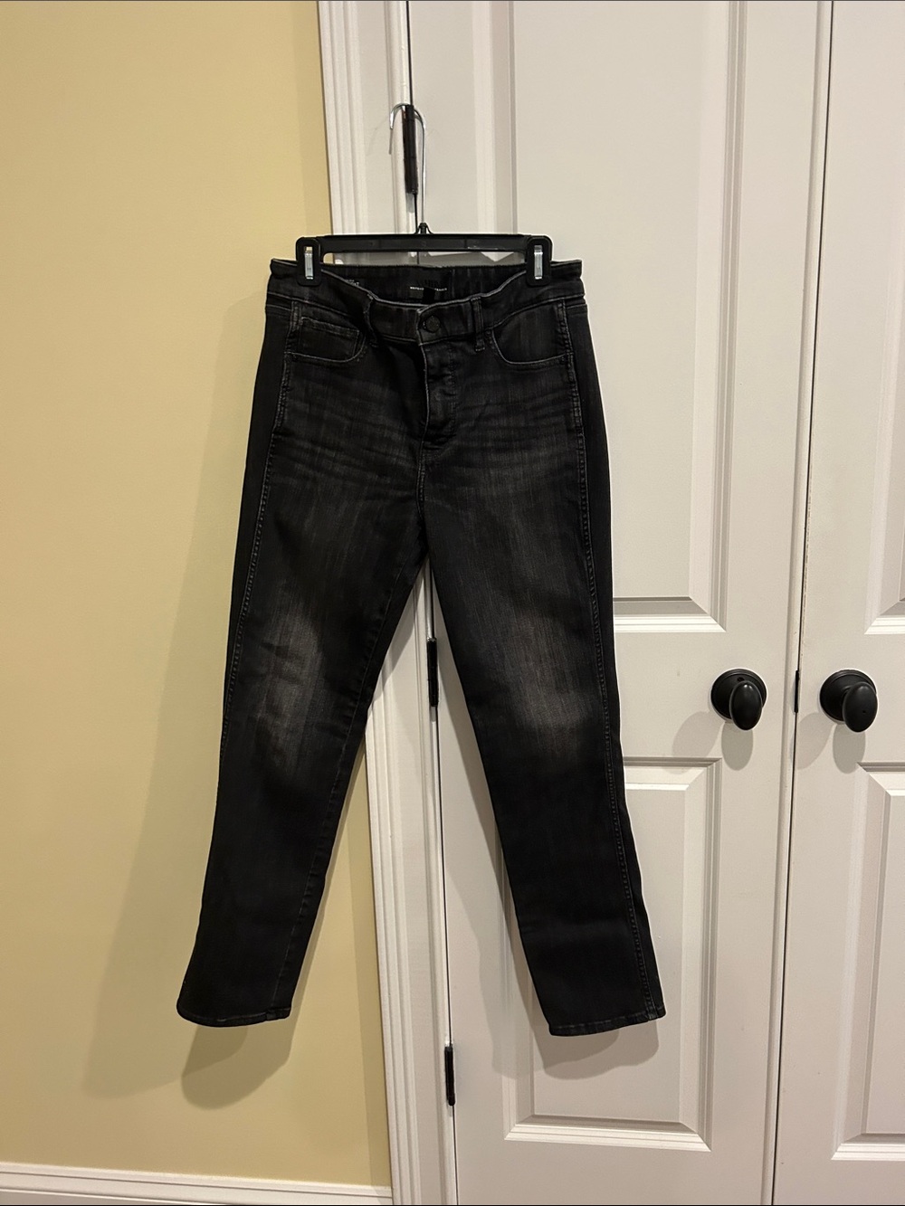 White House Black Market Faded Black Straight-Leg Jeans